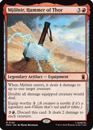 Mjolnir, Hammer of Thor (MSH-146) - Marvel Super Heroes Foil - Card Brawlers