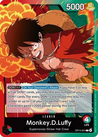 Monkey.D.Luffy (001) (OP13-001) - Carrying On His Will - Card Brawlers