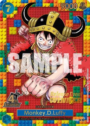 Monkey.D.Luffy (4th Anniversary) (Winner) (P-110) - One Piece Promotion Cards Foil - Card Brawlers