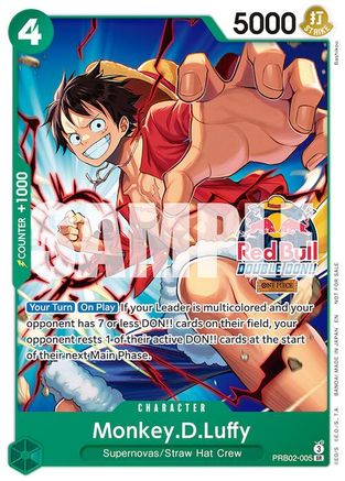 Monkey.D.Luffy (Red Bull Double Don!!) (PRB02-005) - One Piece Promotion Cards - Card Brawlers
