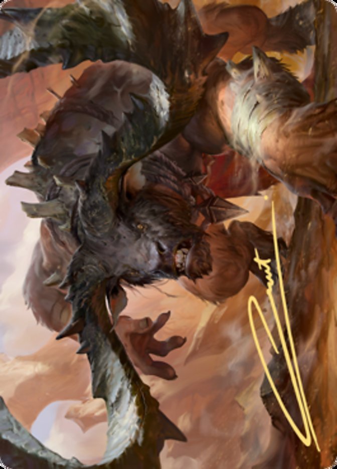 Moraug, Fury of Akoum Art Card (Gold - Stamped Signature) [Zendikar Rising Art Series] - Card Brawlers