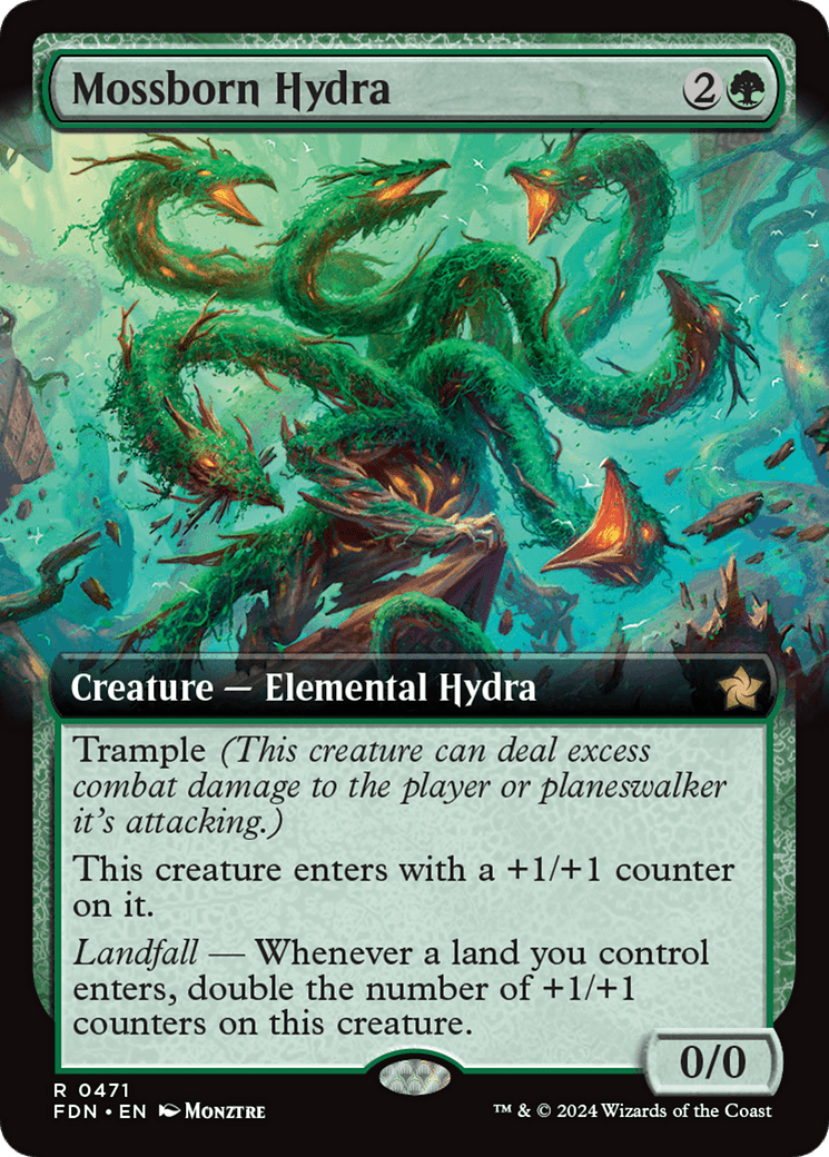 Mossborn Hydra (Extended Art) [Foundations] - Card Brawlers