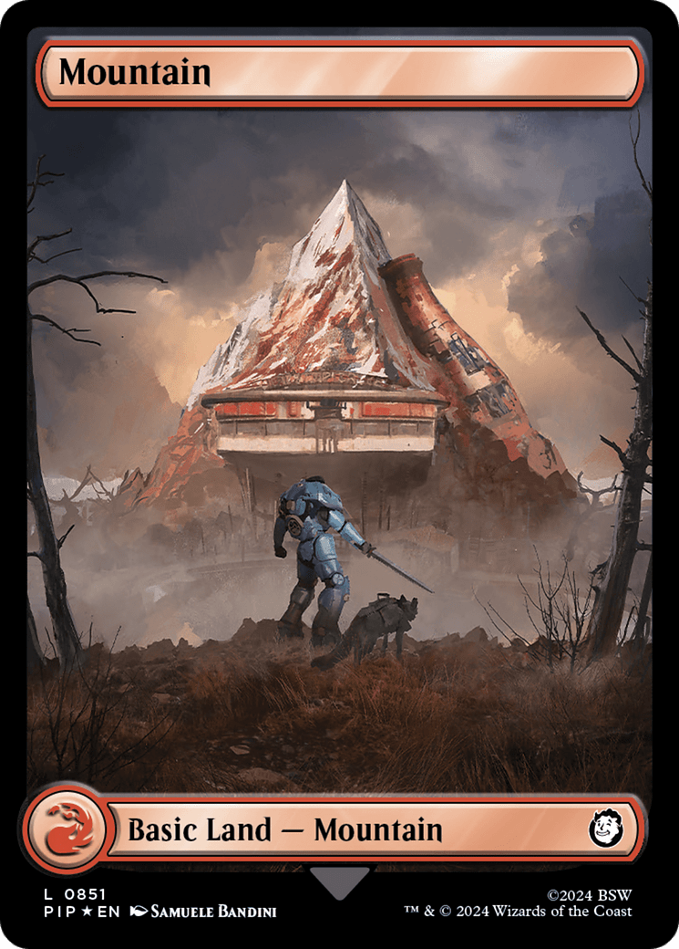 Mountain (0851) (Surge Foil) [Fallout] - Card Brawlers