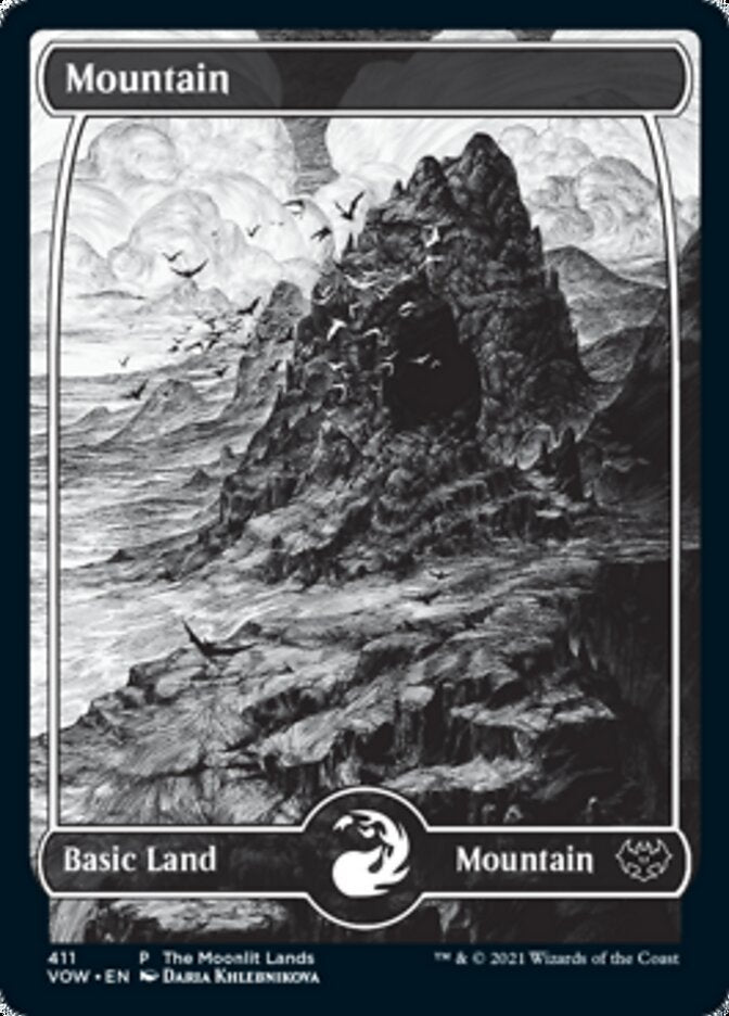 Mountain (The Moonlit Lands) (Foil Etched) [Innistrad: Crimson Vow Promos] - Card Brawlers