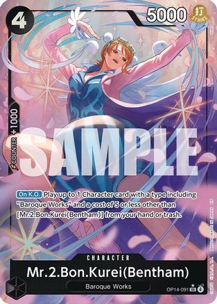 Mr.2.Bon.Kurei (Bentham) (Alternate Art) (OP14-091) - The Azure Sea's Seven Foil - Card Brawlers