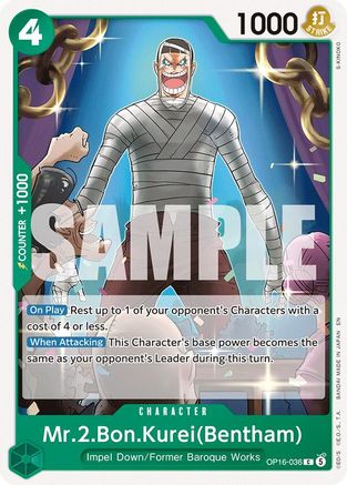 Mr.2.Bon.Kurei(Bentham) (036) (OP16-036) - The Time of Battle - Card Brawlers