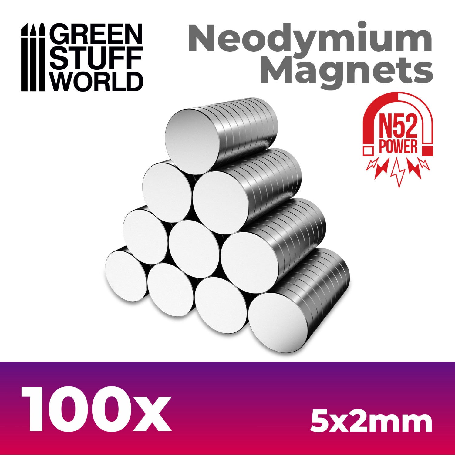 Green Stuff World - Neodymium Magnets N52 5x2mm - 100 units - Green Stuff World - Card Brawlers | Quebec | Canada |