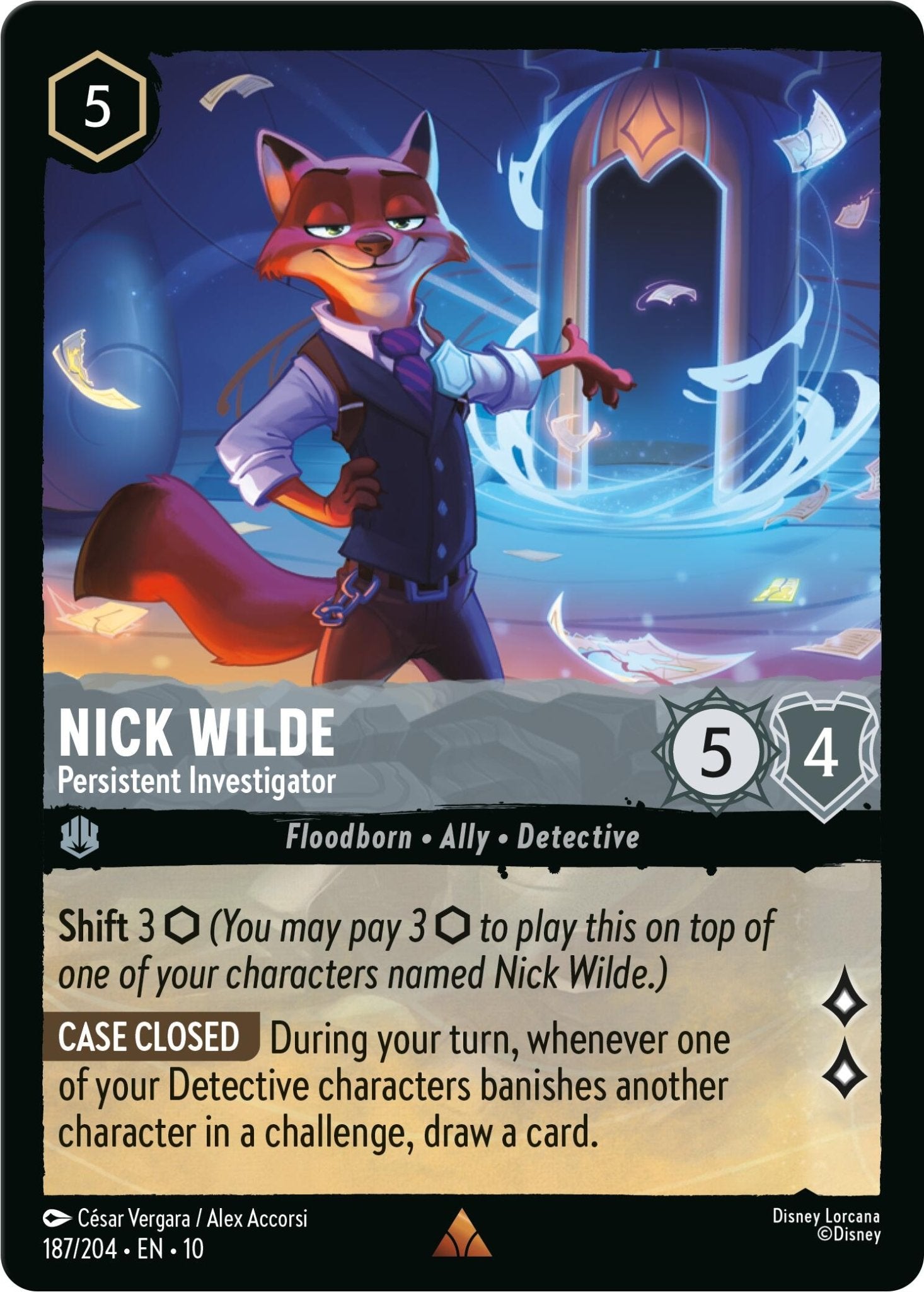 Nick Wilde - Persistent Investigator (187/204) [Whispers in the Well] - Card Brawlers