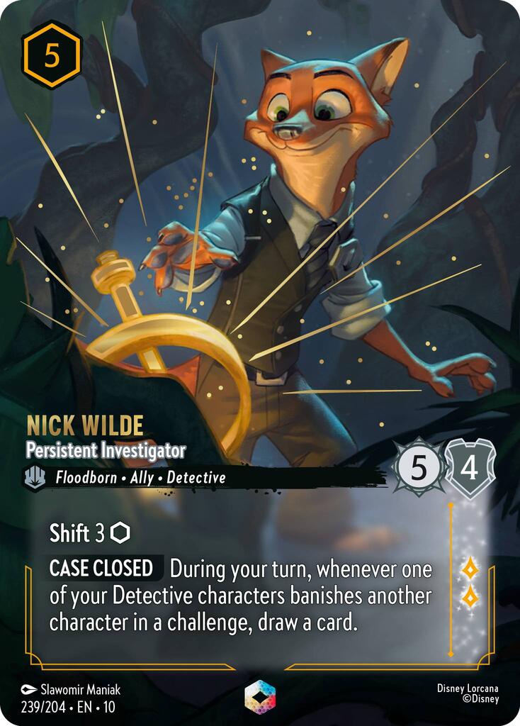 Nick Wilde - Persistent Investigator (Enchanted) (239/204) [Whispers in the Well] - Card Brawlers