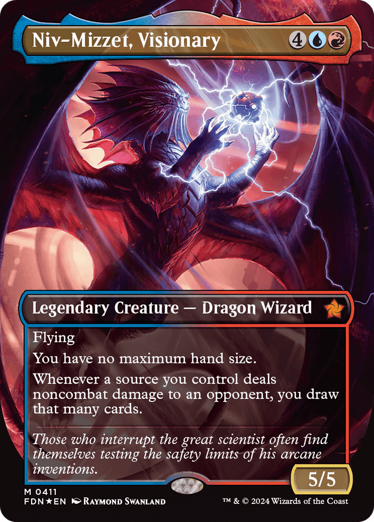 Niv - Mizzet, Visionary (Borderless) (Mana Foil) [Foundations] - Card Brawlers