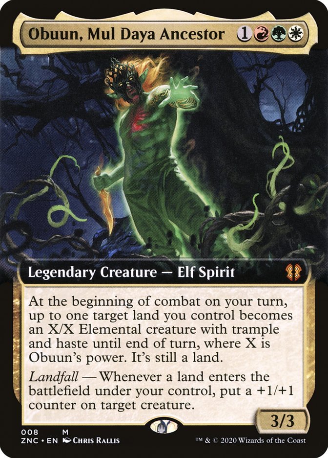 Obuun, Mul Daya Ancestor (Extended Art) [Zendikar Rising Commander] - Card Brawlers