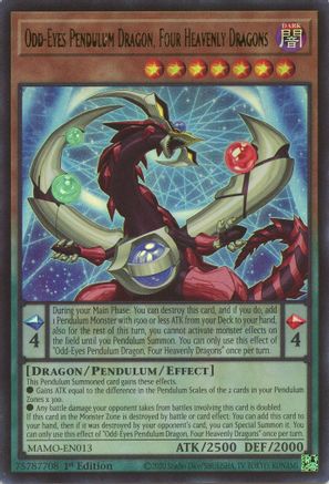 Odd-Eyes Pendulum Dragon, Four Heavenly Dragons (MAMO-EN013) - Magnificent Monsters 1st Edition - Card Brawlers