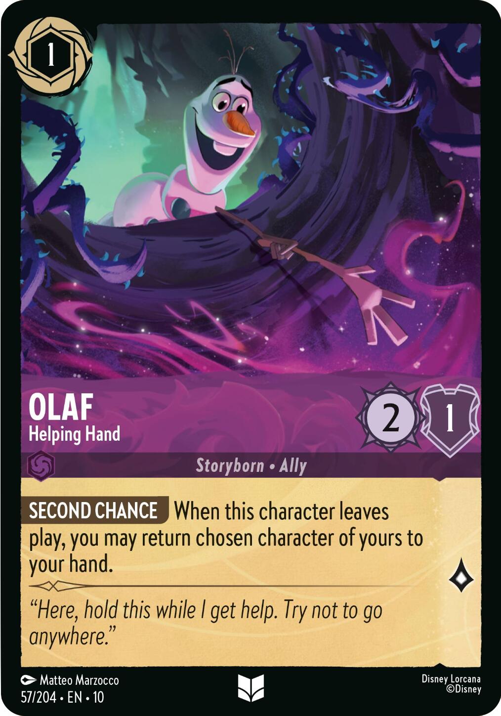 Olaf - Helping Hand (57/204) [Whispers in the Well] - Card Brawlers