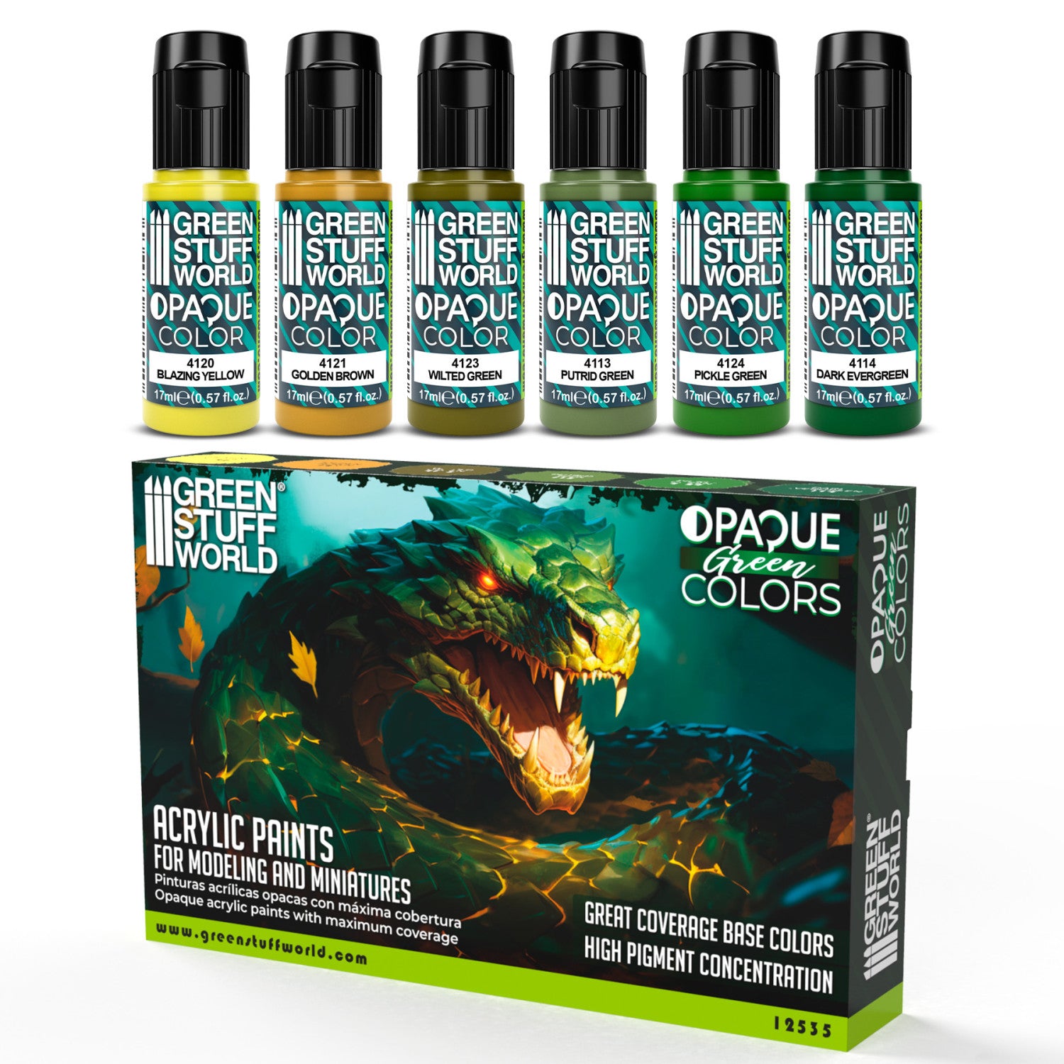 Opaque Paint Set - Green Colours - Green Stuff World - Card Brawlers | Quebec | Canada |