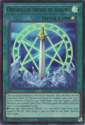 Orichalcos Sword of Sealing (MAMO-EN022) - Magnificent Monsters 1st Edition - Card Brawlers