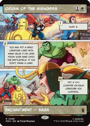 Origin of the Avengers (Borderless) (MSH-298) - Marvel Super Heroes - Card Brawlers