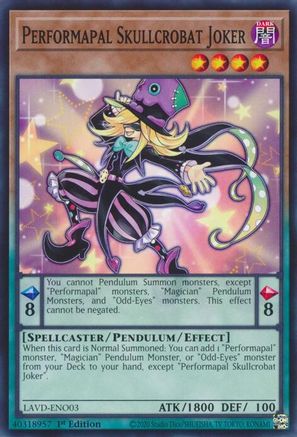Performapal Skullcrobat Joker (LAVD-ENO03) - Legendary Arc-V Decks 1st Edition - Card Brawlers