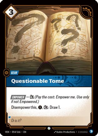 Questionable Tome (054/166) - Vendetta - Card Brawlers