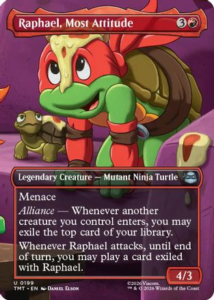 Raphael, Most Attitude (Borderless) (TMT-199) - Teenage Mutant Ninja Turtles Foil - Card Brawlers