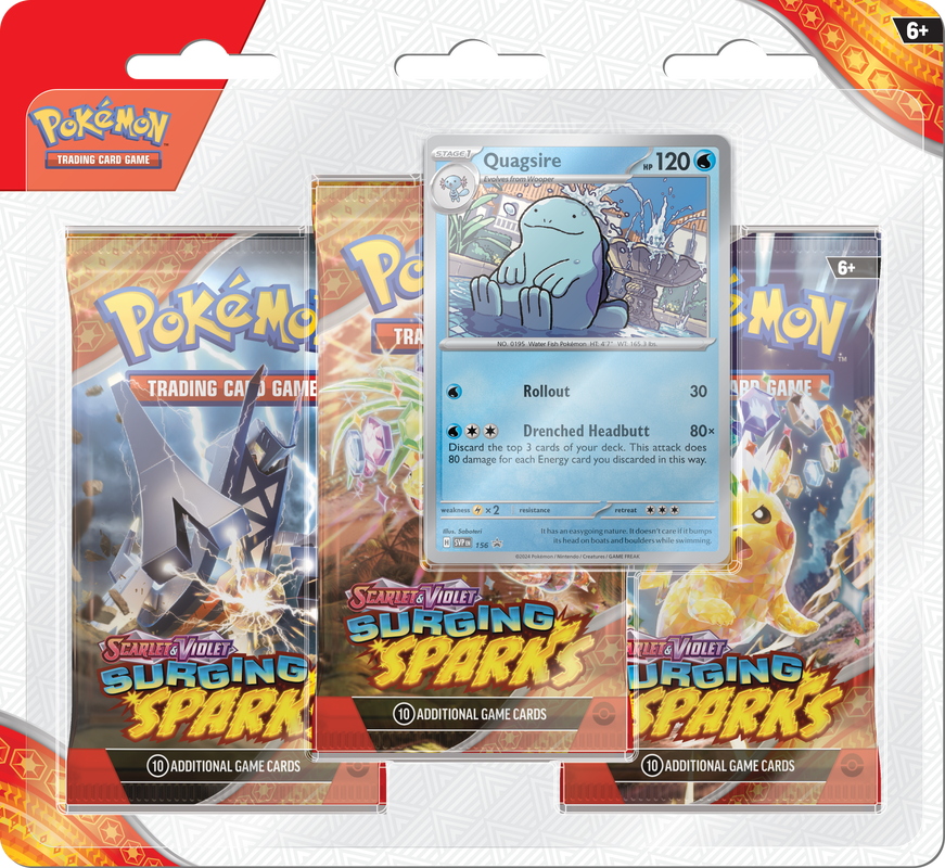 Pokemon TCG: Scarlet & Violet - Surging Sparks - Blister Pack - Three Boosters - Quagsire - The Pokemon Company - Card Brawlers | Quebec | Canada |