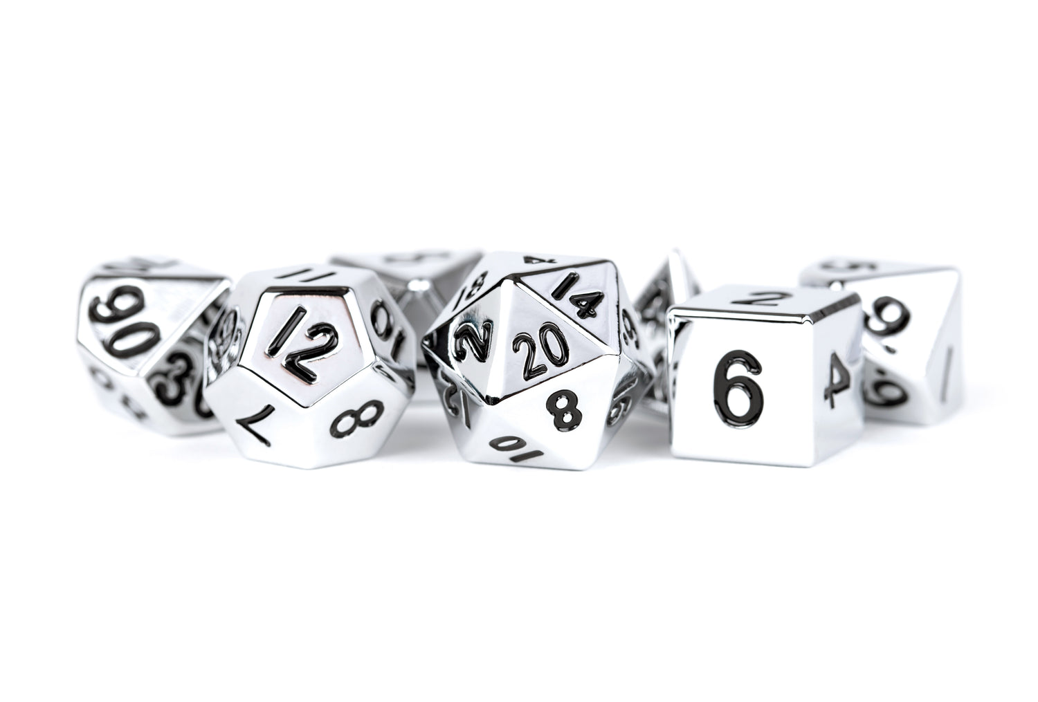 Metallic Dice Games - Metal 7 Dice Set - Silver 16MM - Card Brawlers - Card Brawlers | Quebec | Canada |