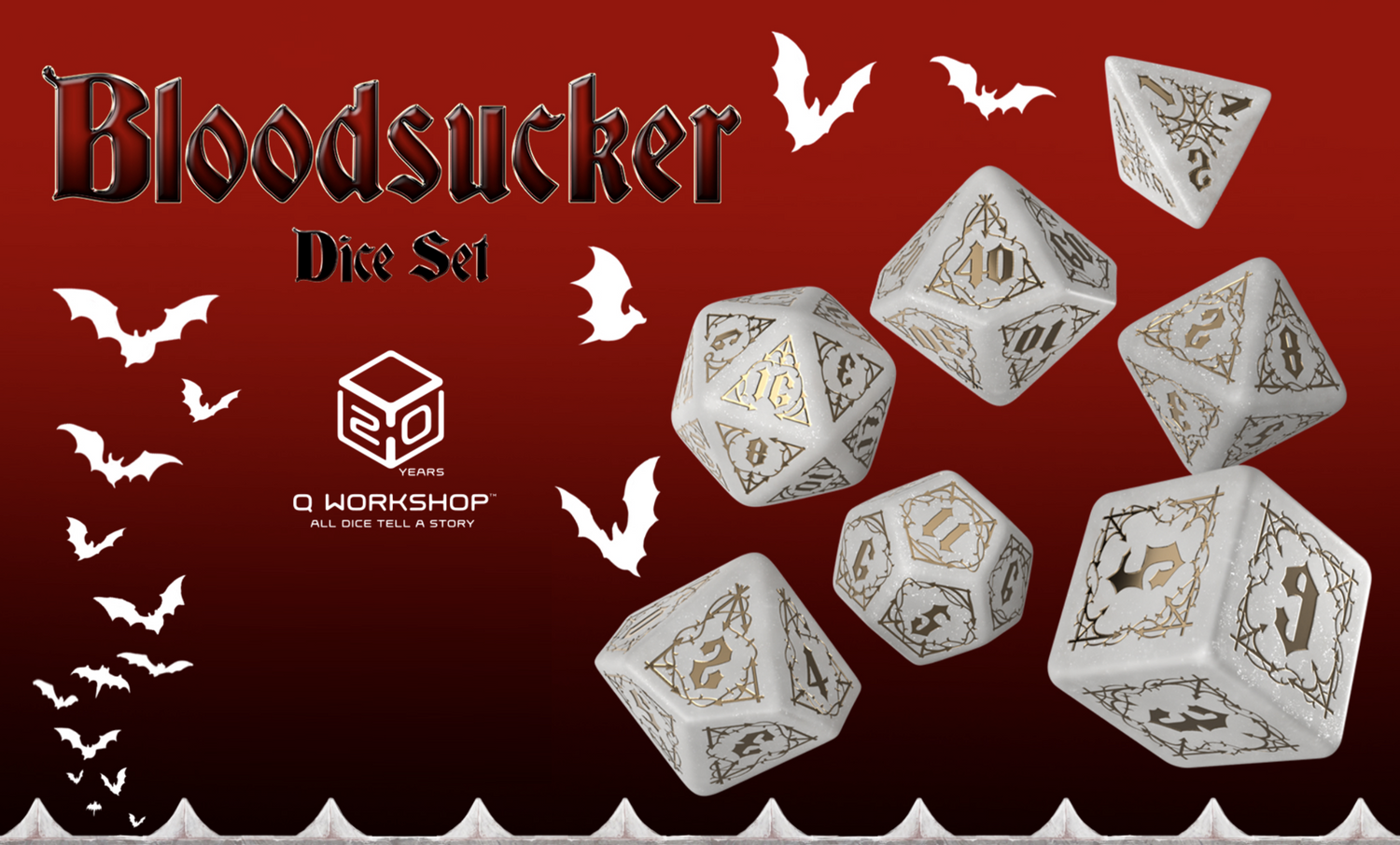 DND - Dice Set - Bloodsucker Shimmering White & Gold - Universal Distribution - Card Brawlers | Quebec | Canada |