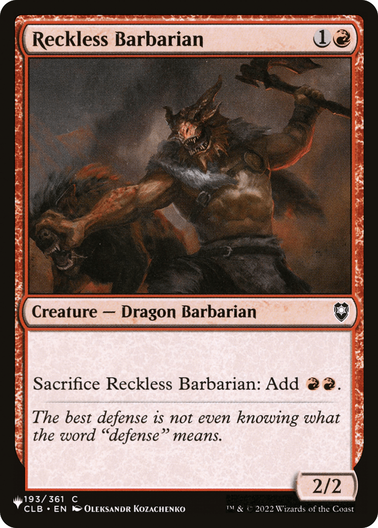 Reckless Barbarian [The List] - Card Brawlers