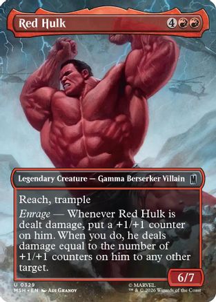 Red Hulk (Borderless) (MSH-329) - Marvel Super Heroes - Card Brawlers