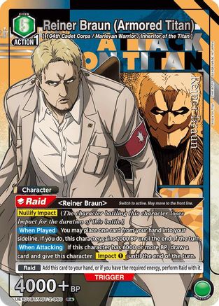Reiner Braun (Armored Titan) (060) (R*) (UEX07BT/AOT-2-060) - UEX07BT Attack on Titan Vol 2 Foil - Card Brawlers