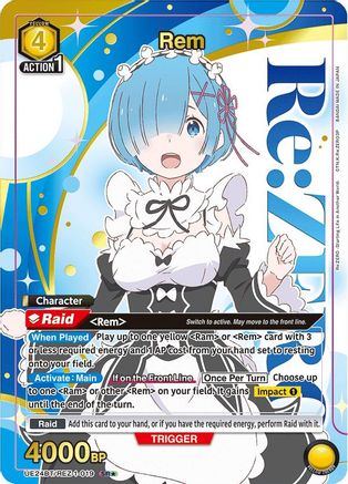 Rem (019) (Box Topper Gold Foil) (UE24BT/REZ-1-019) - UE24BT ReZERO Starting Life in Another World Foil - Card Brawlers
