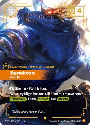 Renekton - Brute (Alternate Art) (092a/166) - Vendetta Foil - Card Brawlers