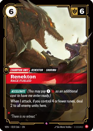 Renekton - Rage Fueled (019/166) - Vendetta Foil - Card Brawlers