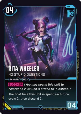 Rita Wheeler - No Stupid Questions (125) - Welcome to Night City Retail - Card Brawlers