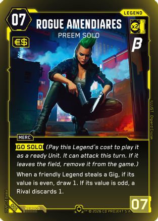 Rogue Amendiares - Preem Solo (005) - PreRelease Beta Foil - Card Brawlers