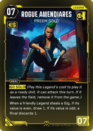 Rogue Amendiares - Preem Solo (Rare) (040) - Welcome to Night City Retail Foil - Card Brawlers