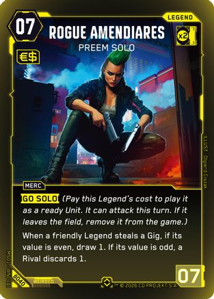 Rogue Amendiares - Preem Solo (Rare) (B040) - Welcome to Night City Beta Foil - Card Brawlers