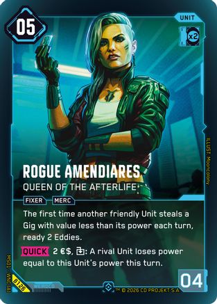 Rogue Amendiares - Queen of the Afterlife (Epic) (B126) - Welcome to Night City Beta Foil - Card Brawlers
