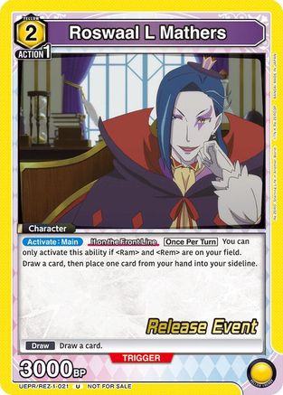 Roswaal L Mathers (UEPR/REZ-1-021) - UE24BT ReZERO Starting Life in Another World Release Event Cards - Card Brawlers