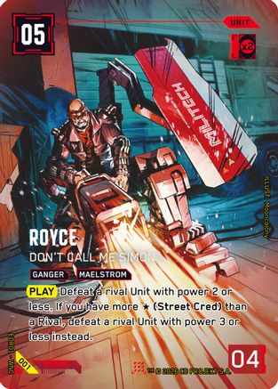 Royce - Don't Call Me Simon (001) - Edgerunner Open Season 1 Foil - Card Brawlers