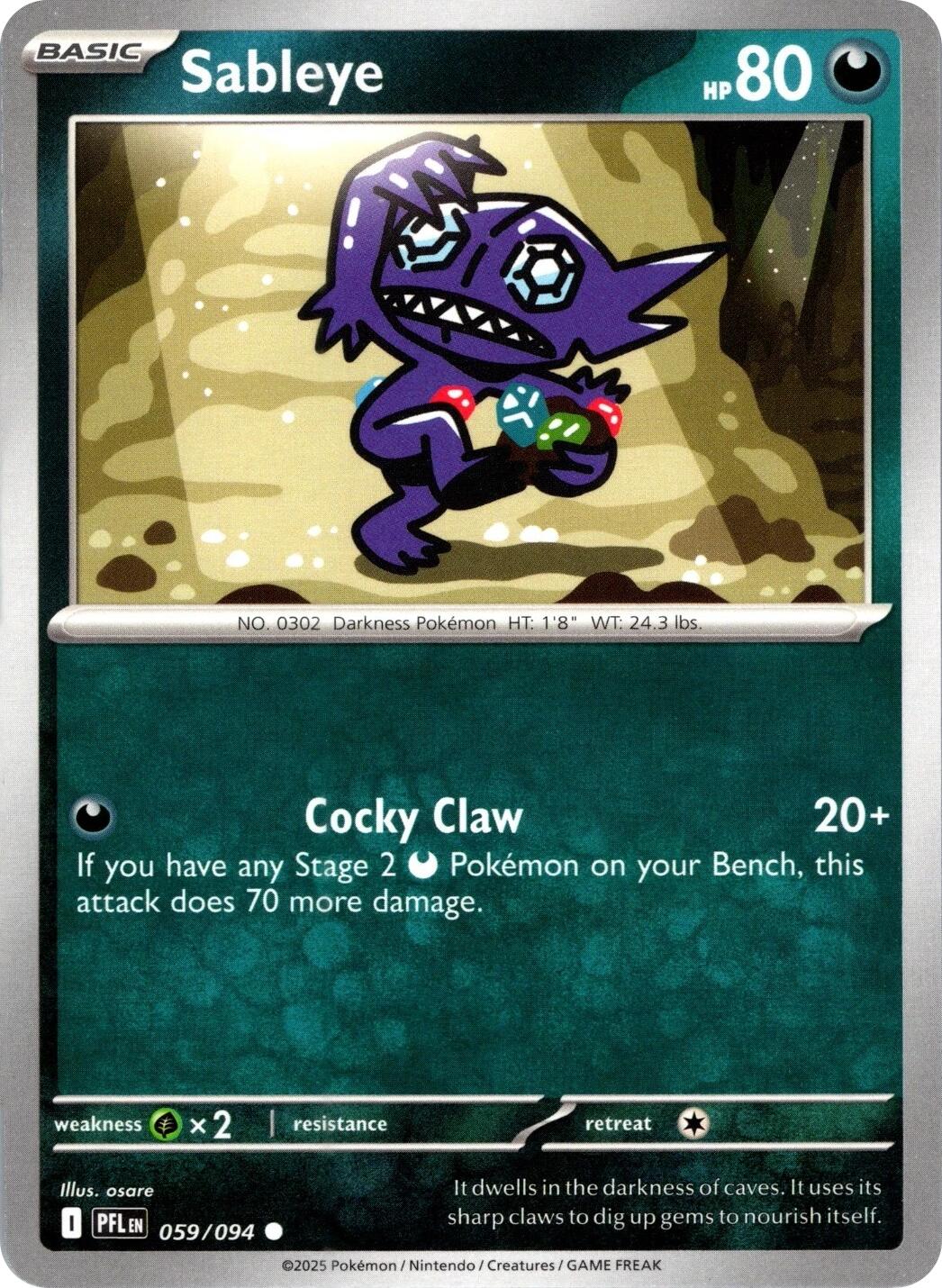 Sableye (059/094) [Mega Evolution: Phantasmal Flames] - Card Brawlers