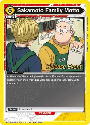 Sakamoto Family Motto (Release Event) (UE19BT/SMD-1-036) - UE19BT SAKAMOTO DAYS Release Event Cards - Card Brawlers