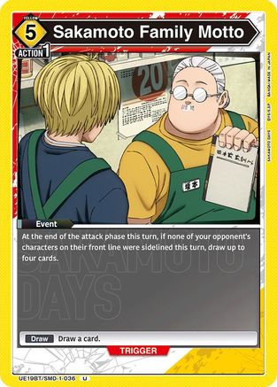 Sakamoto Family Motto (UE19BT/SMD-1-036) - UE19BT SAKAMOTO DAYS - Card Brawlers