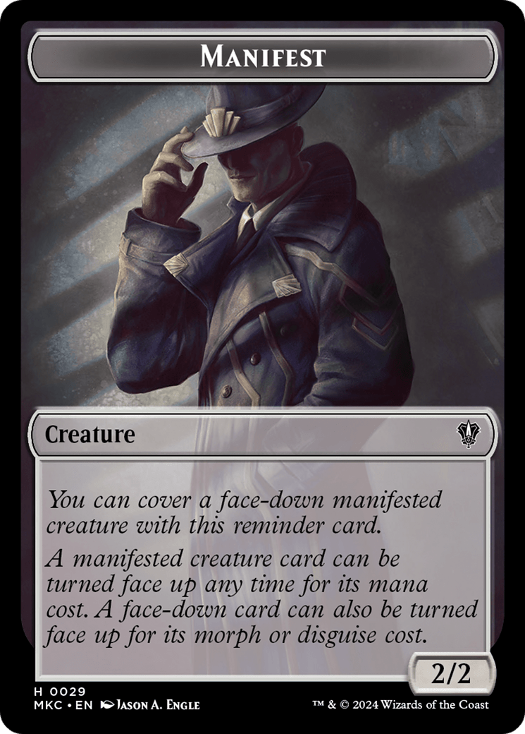 Saproling // Manifest Double - Sided Token [Murders at Karlov Manor Commander Tokens] - Card Brawlers