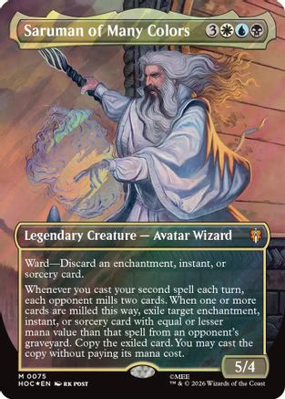 Saruman of Many Colors (Borderless) (Surge Foil) (HOC-075) - The Hobbit: Eternal-Legal Foil - Card Brawlers