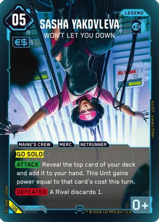 Sasha Yakovleva - Won't Let You Down (Secret) (109) - Welcome to Night City Retail Foil - Card Brawlers