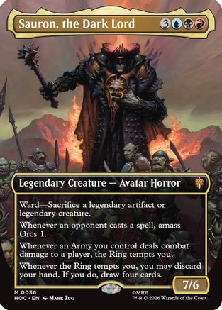 Sauron, the Dark Lord (Borderless) (HOC-036) - The Hobbit: Eternal-Legal Foil - Card Brawlers
