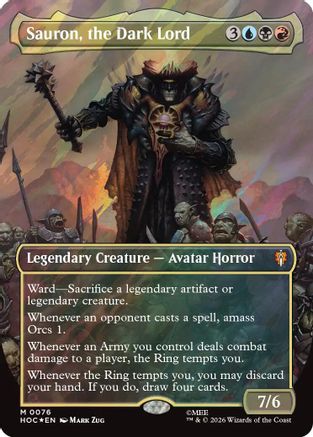 Sauron, the Dark Lord (Borderless) (Surge Foil) (HOC-076) - The Hobbit: Eternal-Legal Foil - Card Brawlers