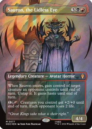 Sauron, the Lidless Eye (Borderless) (Surge Foil) (HOC-077) - The Hobbit: Eternal-Legal - Card Brawlers