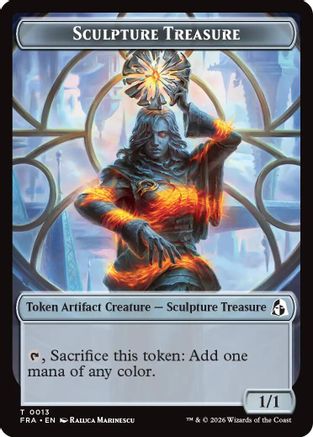 Sculpture Treasure // Beast Double-Sided Token (FRA-13 // 8) - Reality Fracture Foil - Card Brawlers