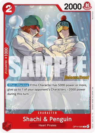 Shachi & Penguin (OP14-006) - The Azure Sea's Seven Release Event Cards - Card Brawlers